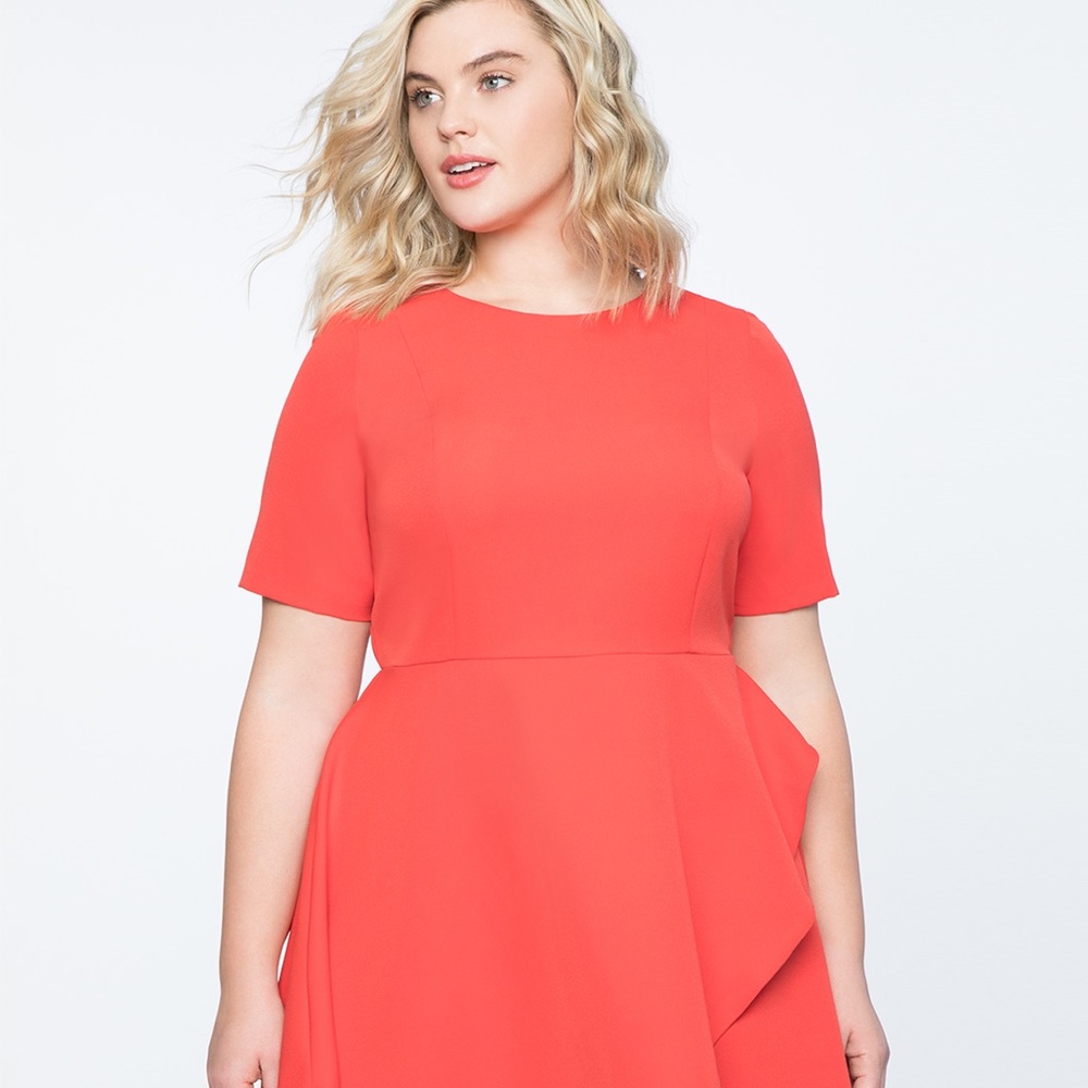 Eloquii Short Sleeve Dress with Skirt Overlay - Picture 2 of 5
